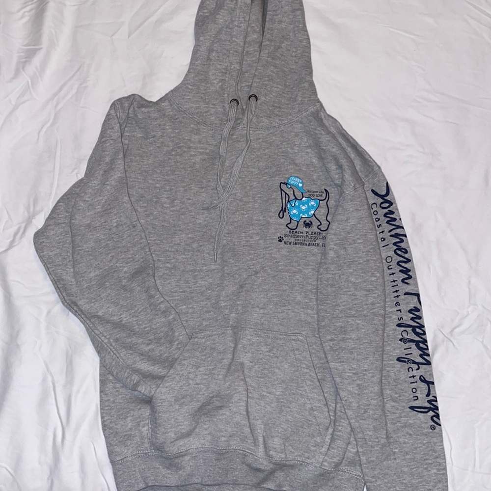Southern Puppy Life New Smyrna Beach FL Gray Hooded Sweatshirt Size Small
